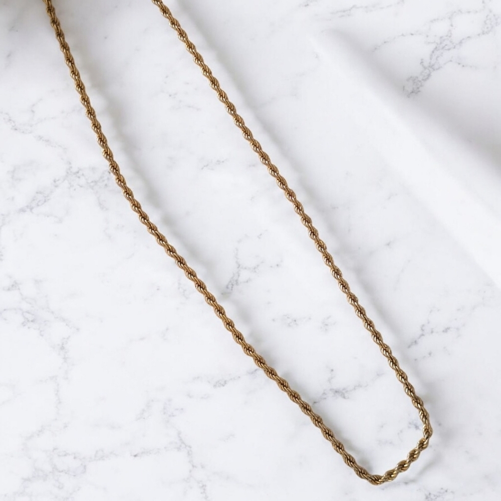 Vintage Monet Gold Rope Chain Necklace — Classic Twisted Chain, 1970s–1980s - Picture 15 of 16